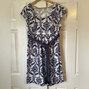 Floral Navy and White Dress